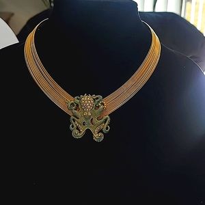 Kirks Folly Octopus enamel and Swarovski crystals women choker